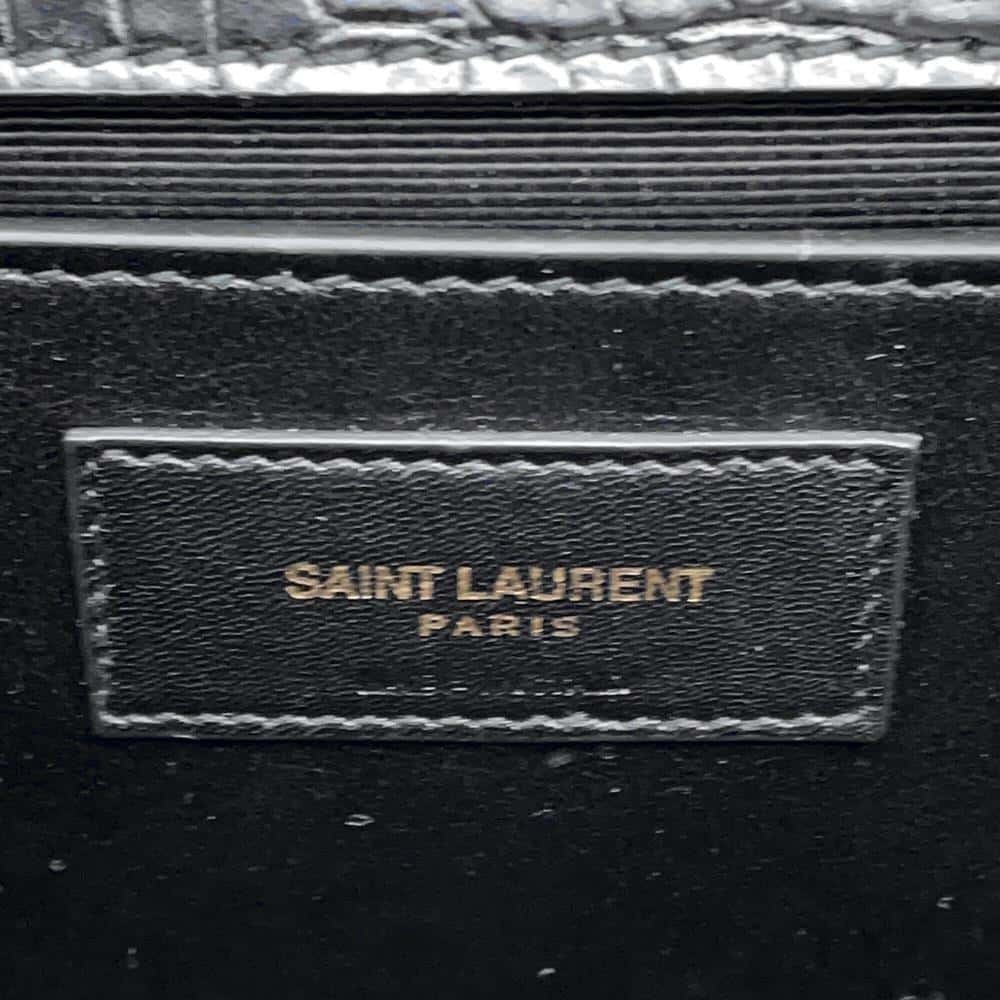 Saint Laurent Paris Chain Shoulder Bag Embossed Leather Tassel Black - Picture 10 of 11